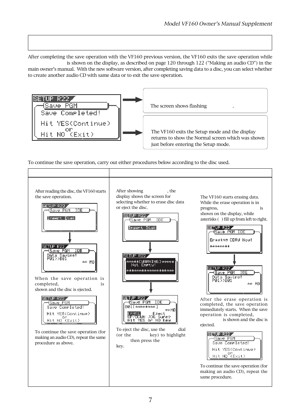 Expanded functions for making an audio cd | Fostex VF160 User Manual | Page 7 / 8