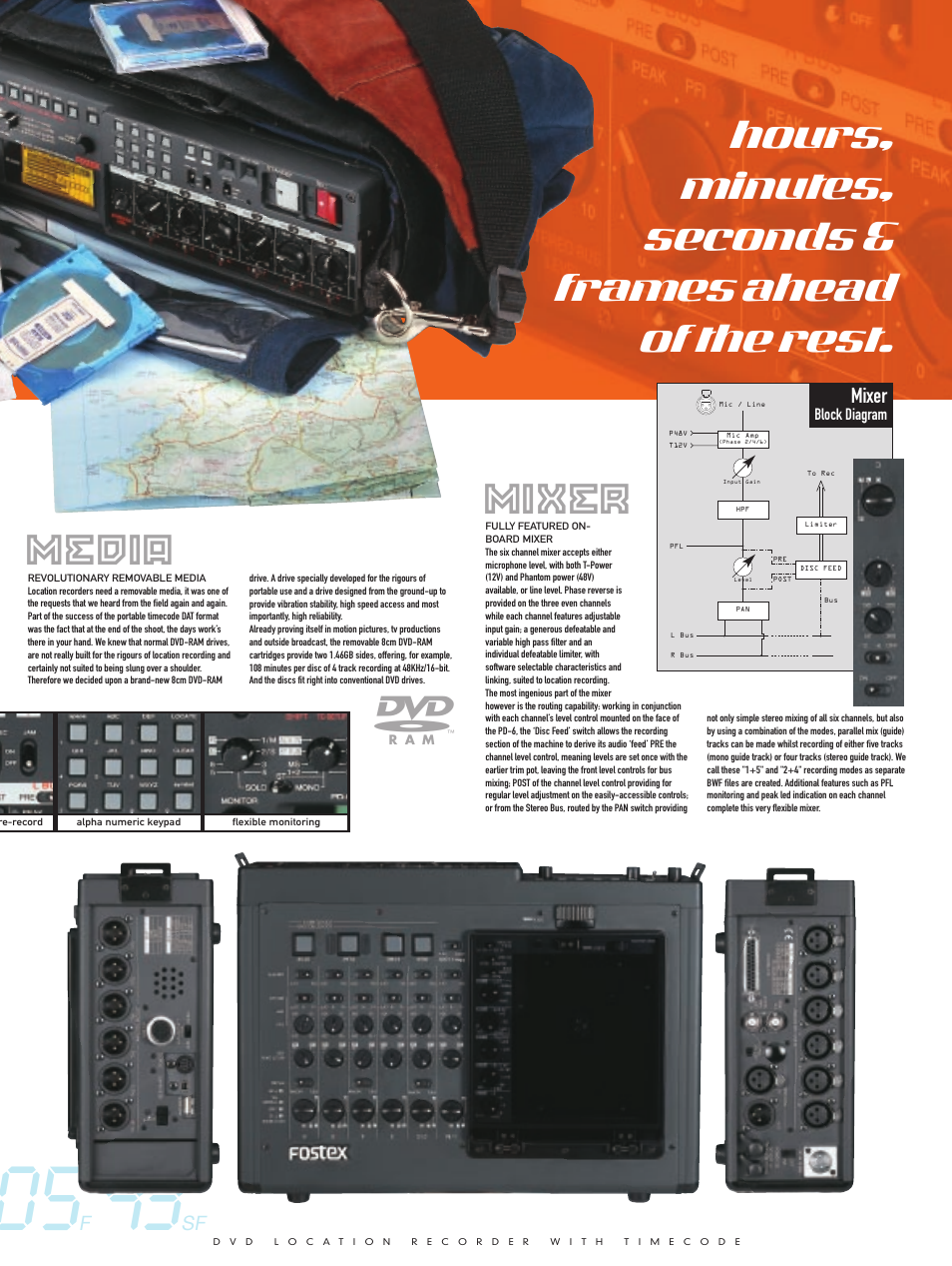 Mixer media, Hours, minutes, seconds & frames ahead of the rest, Mixer | Fostex PD-6/DV40 User Manual | Page 5 / 8