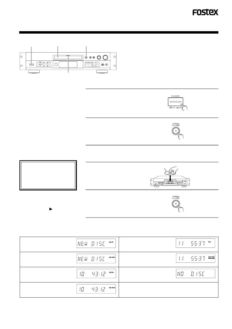 Disc loading/unloading | Fostex CR300 User Manual | Page 15 / 48