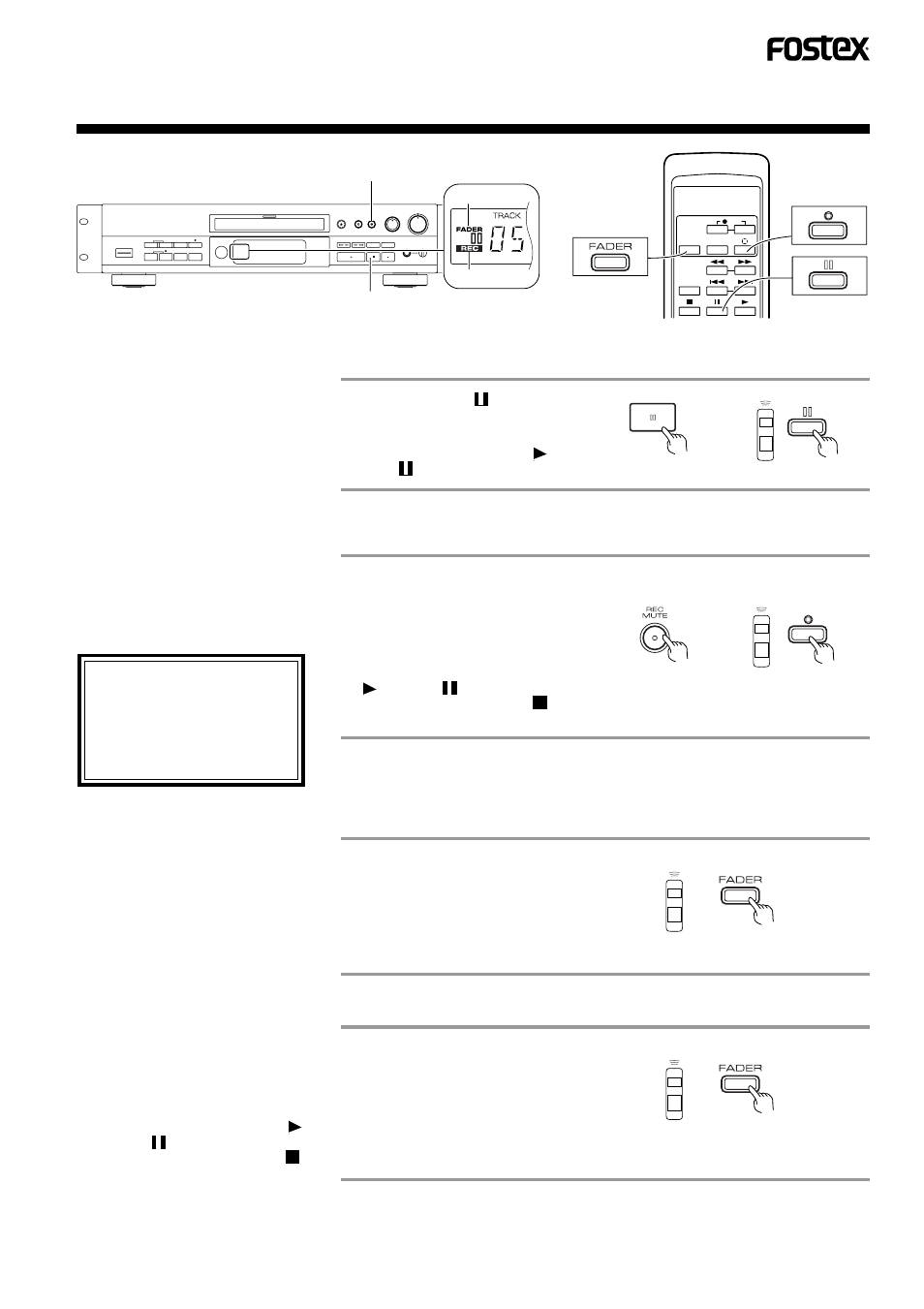Convenient functions for recording, Starting recording with fade-in, Stopping recording with fade-out | Creating a blank | Fostex CR300 User Manual | Page 27 / 48