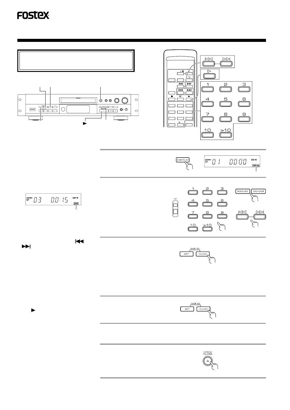 Skip id recording, B. clearing skip id of a track | Fostex CR300 User Manual | Page 30 / 48