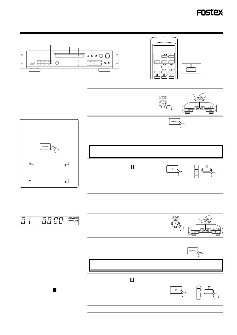 B. toc erasing, A. last track erasing | Fostex CR300 User Manual | Page 33 / 48