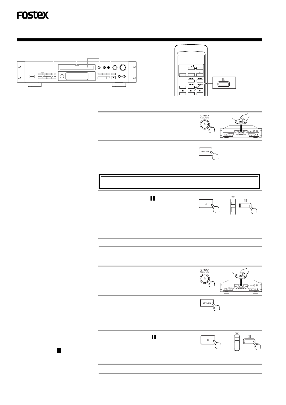 Erasing (cd-rw only), C. all tracks erasing, D. all disc erasing | Fostex CR300 User Manual | Page 34 / 48