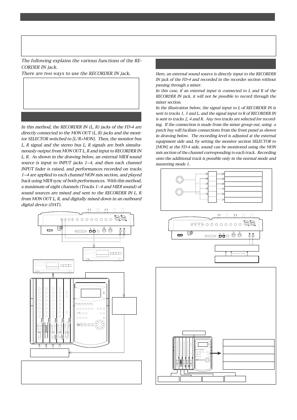 How to use the recorder in jack, Eight channels of digital mixdown, Direct recording of an external sound source | Fostex FD-4 User Manual | Page 55 / 100