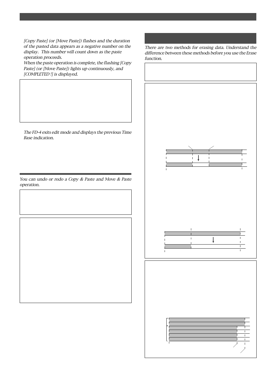 Erase, Undo/redo paste, Editing tracks | Fostex FD-4 User Manual | Page 58 / 100