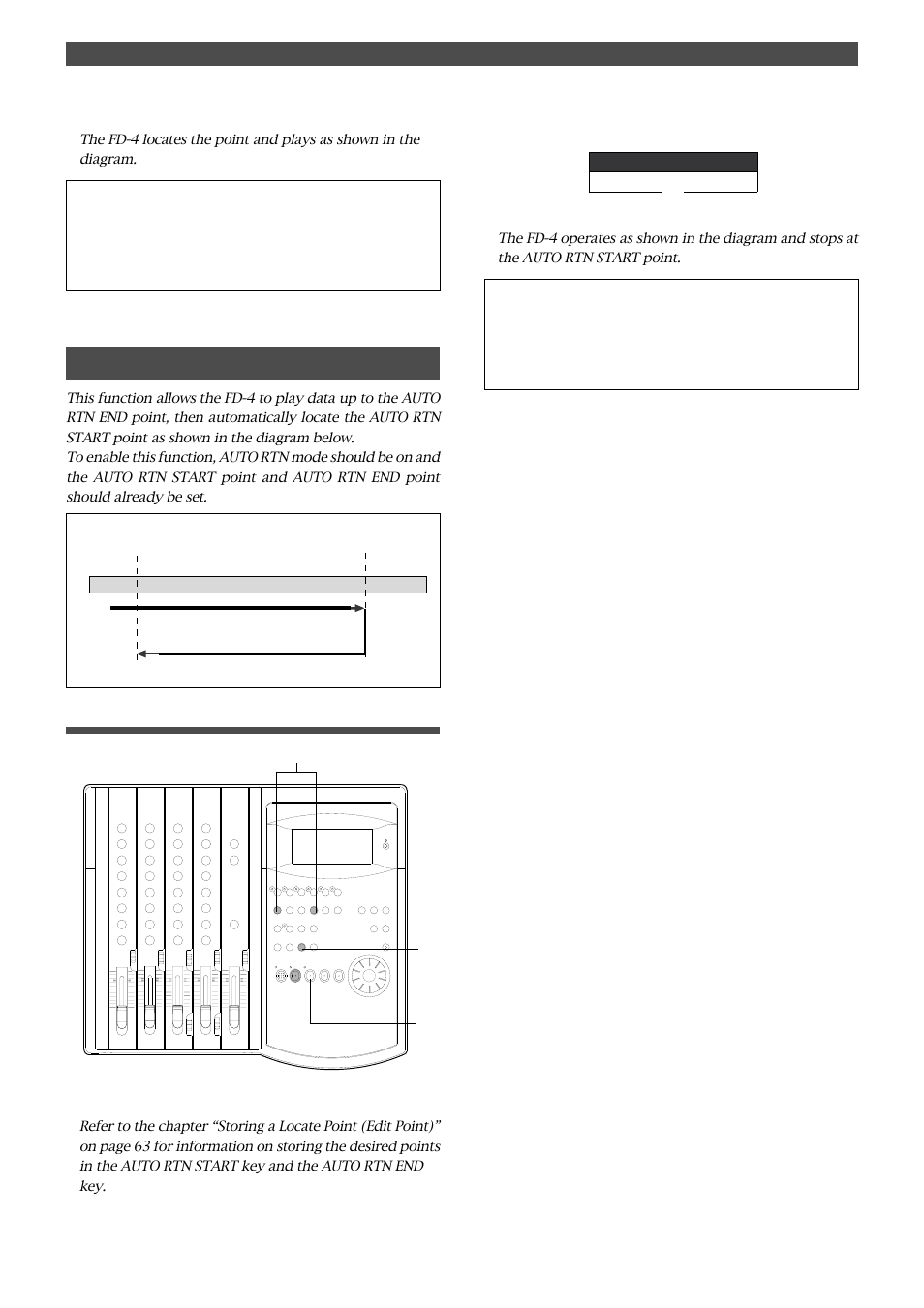 Auto return, Executing the auto return function | Fostex FD-4 User Manual | Page 67 / 100