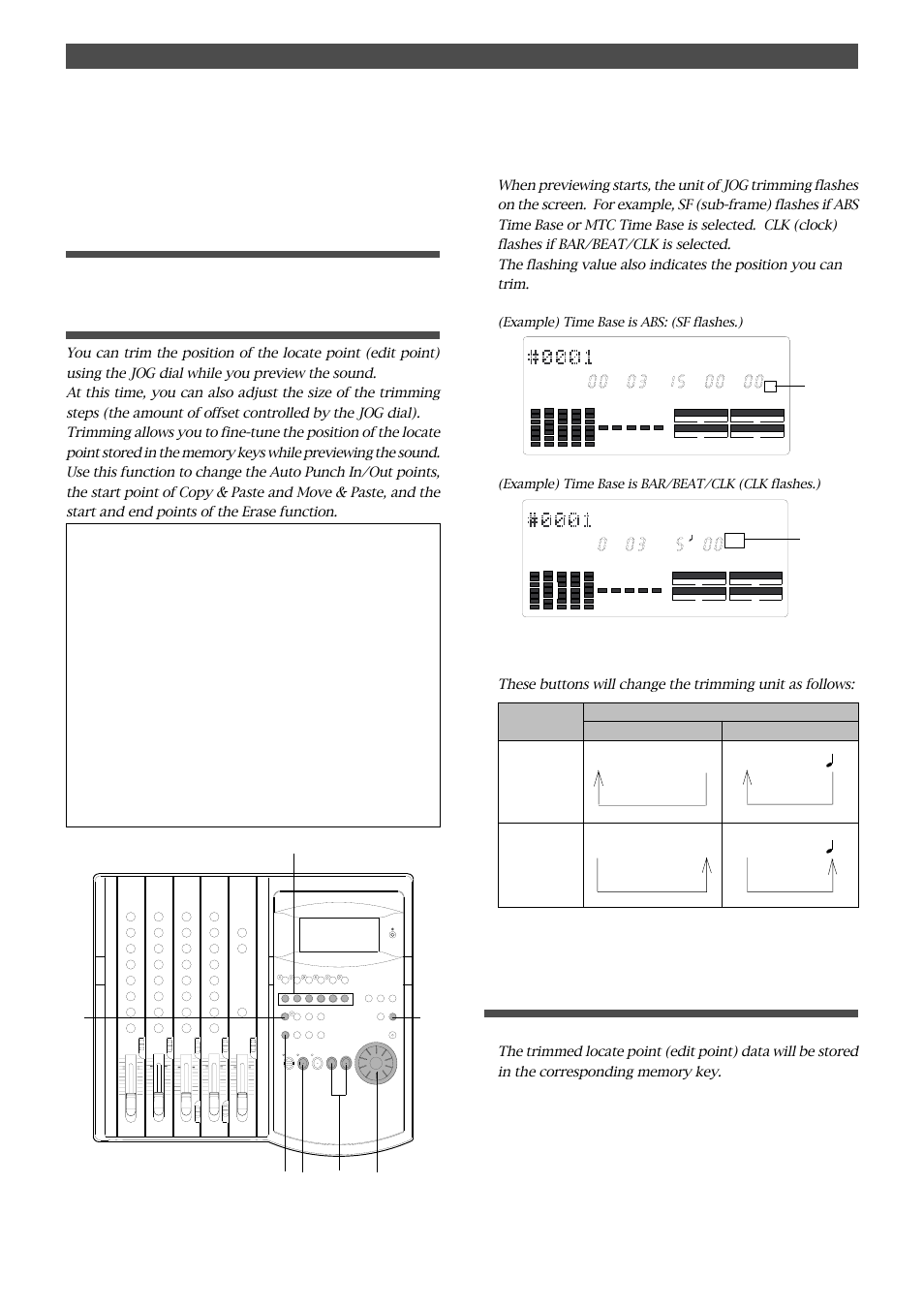 Quitting the preview function, Trimming the sound while previewing, Quitting the trimming function | Preview function | Fostex FD-4 User Manual | Page 70 / 100