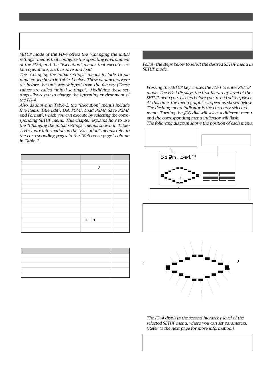 Changing the initial settings, Setup mode), Selecting setup mode | Changing the initial setting (setup mode) | Fostex FD-4 User Manual | Page 81 / 100