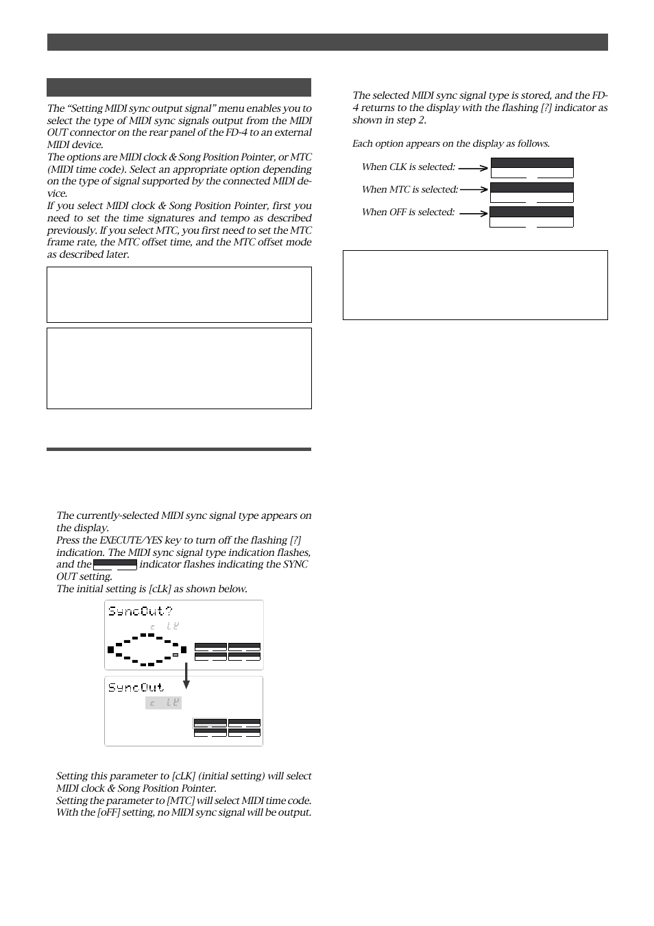Setting midi sync output signal, Setting midi sync signal, Changing the initial setting (setup mode) | Fostex FD-4 User Manual | Page 86 / 100