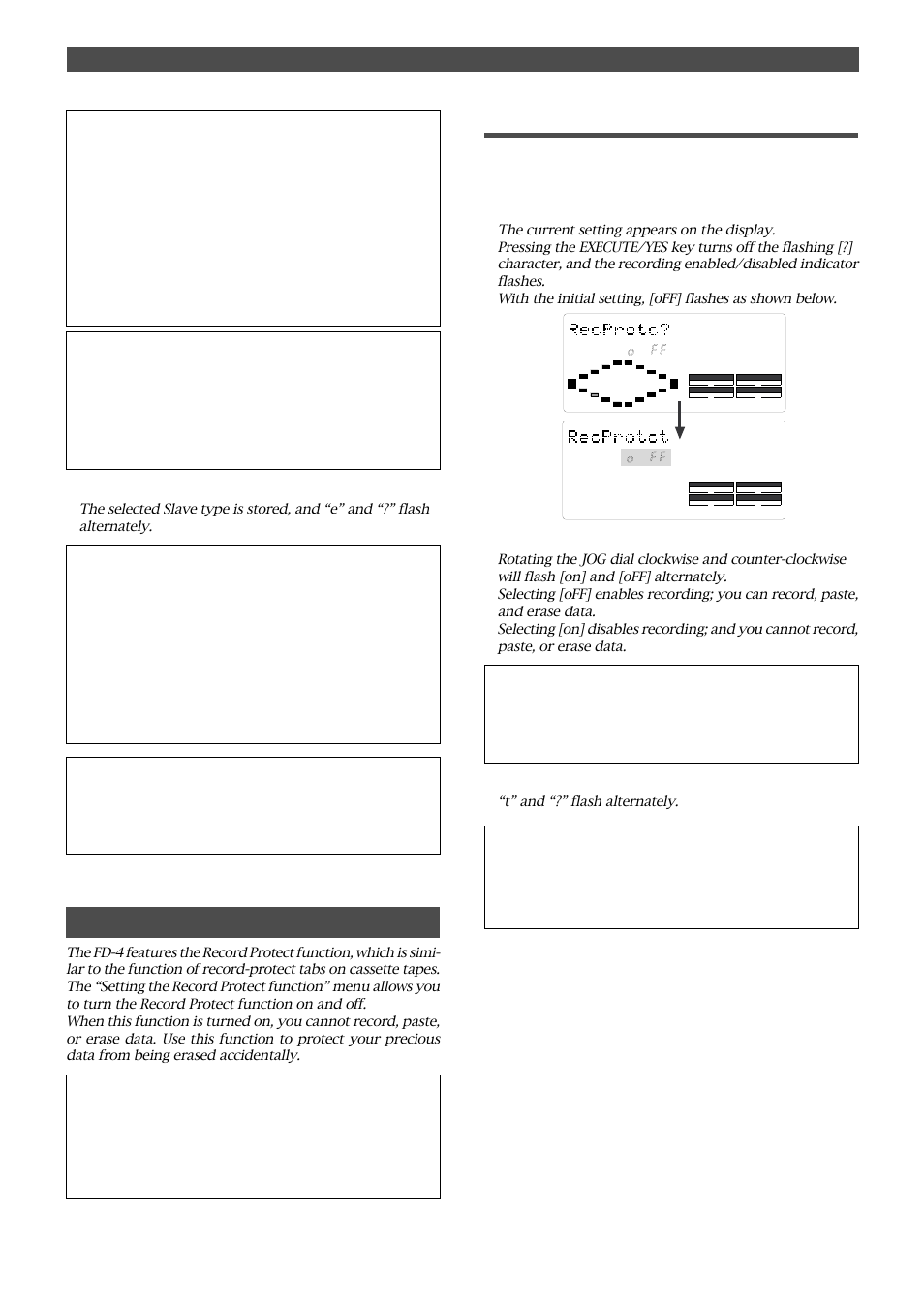 Setting the record protect function, Recording enabled/disabled, Changing the initial setting (setup mode) | Fostex FD-4 User Manual | Page 90 / 100