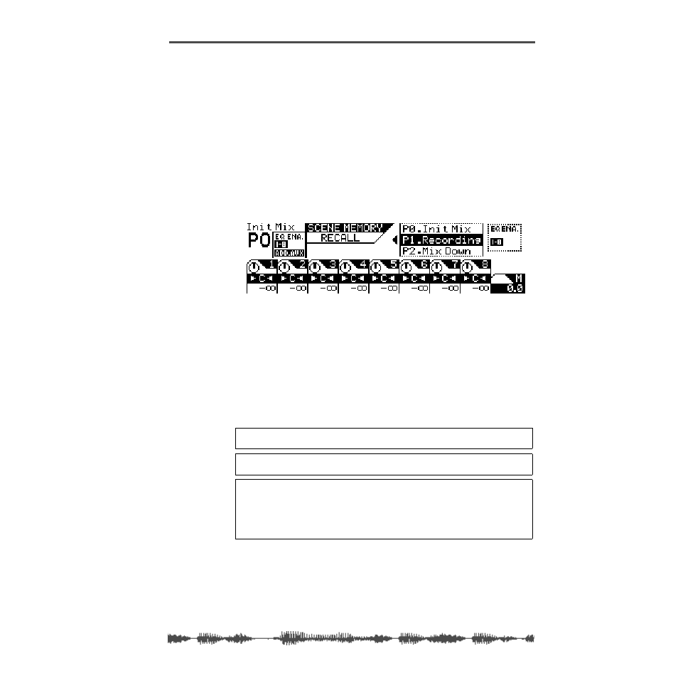Recalling mix scenes, Recalling a scene manually, Recalling a scene automatically at start-up | Solo, Eq edit, 151 recalling a scene automatically at start-up | Fostex VM200 User Manual | Page 151 / 234