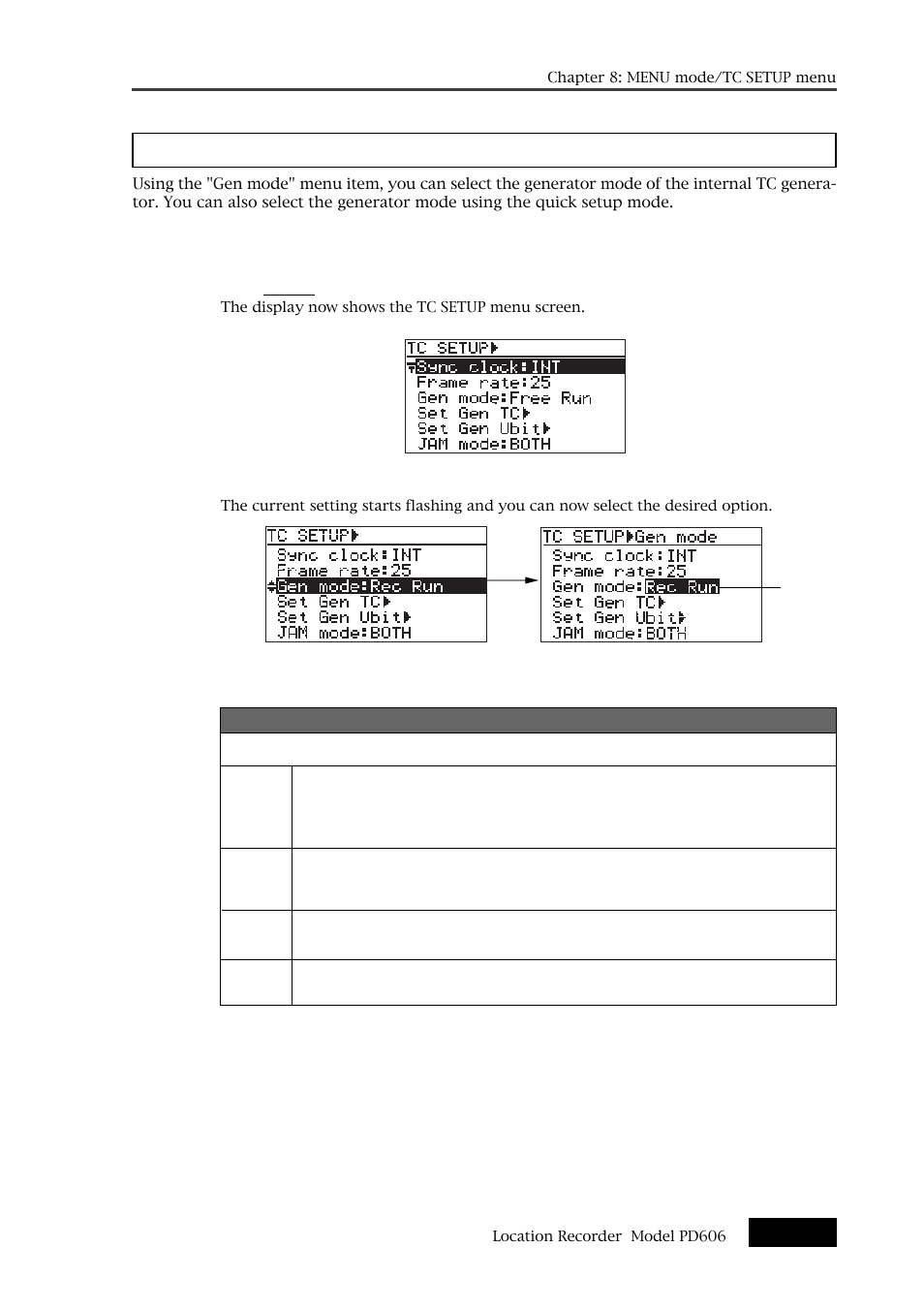 Generator mode selection [gen mode | Fostex PD606 User Manual | Page 183 / 226