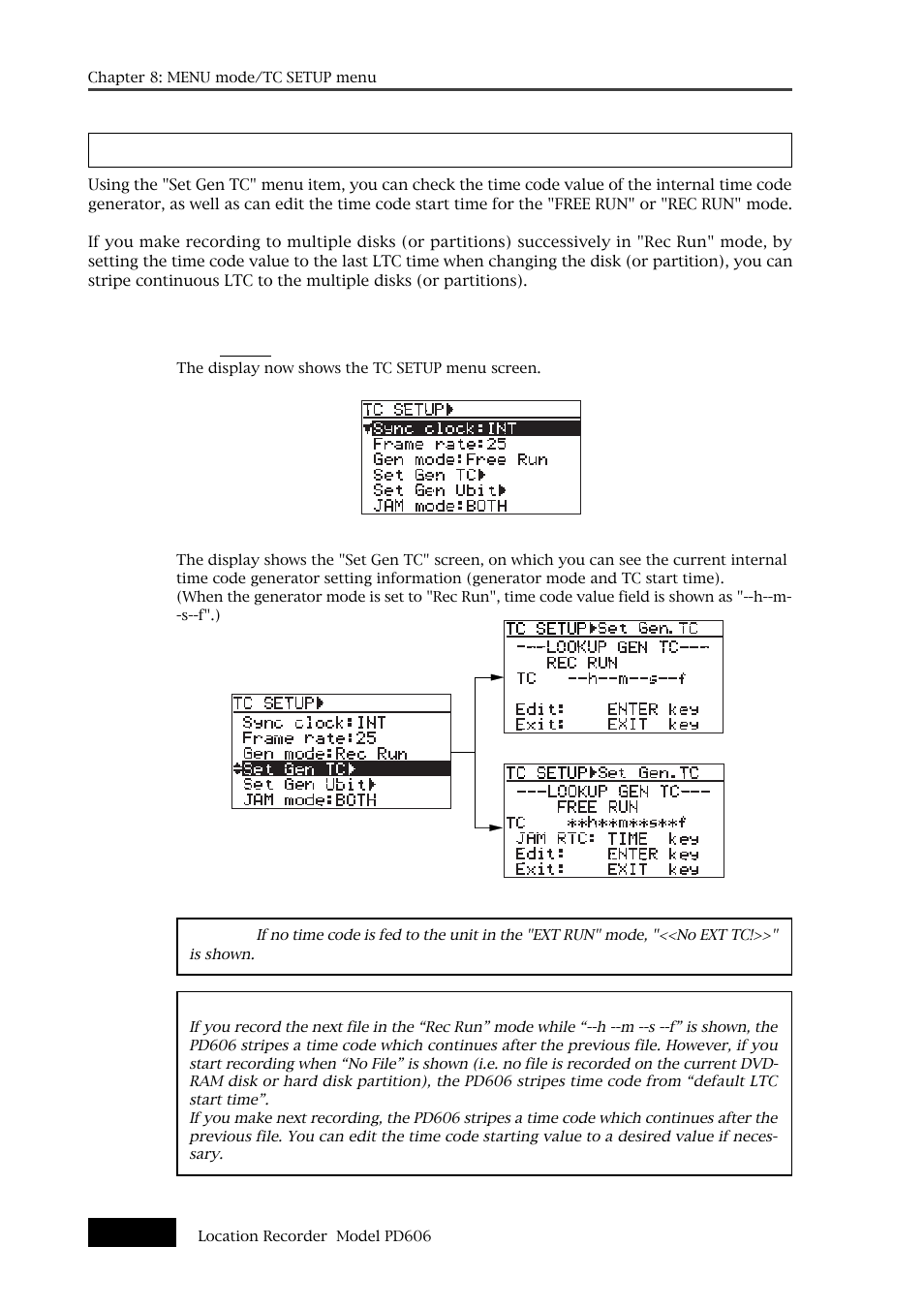 Internal tc generator setting [set gen tc | Fostex PD606 User Manual | Page 184 / 226