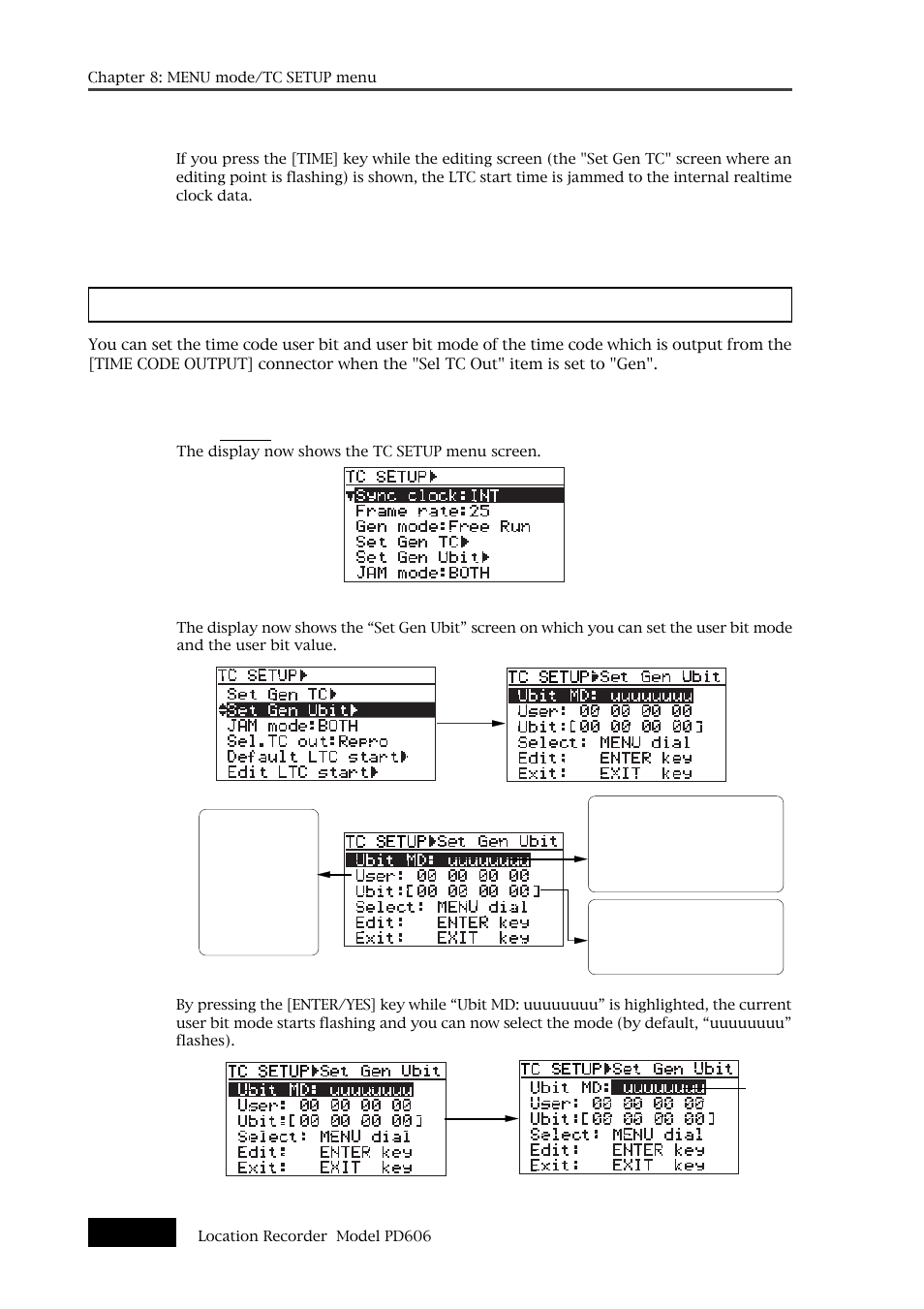 User bit setting [set gen ubit | Fostex PD606 User Manual | Page 186 / 226