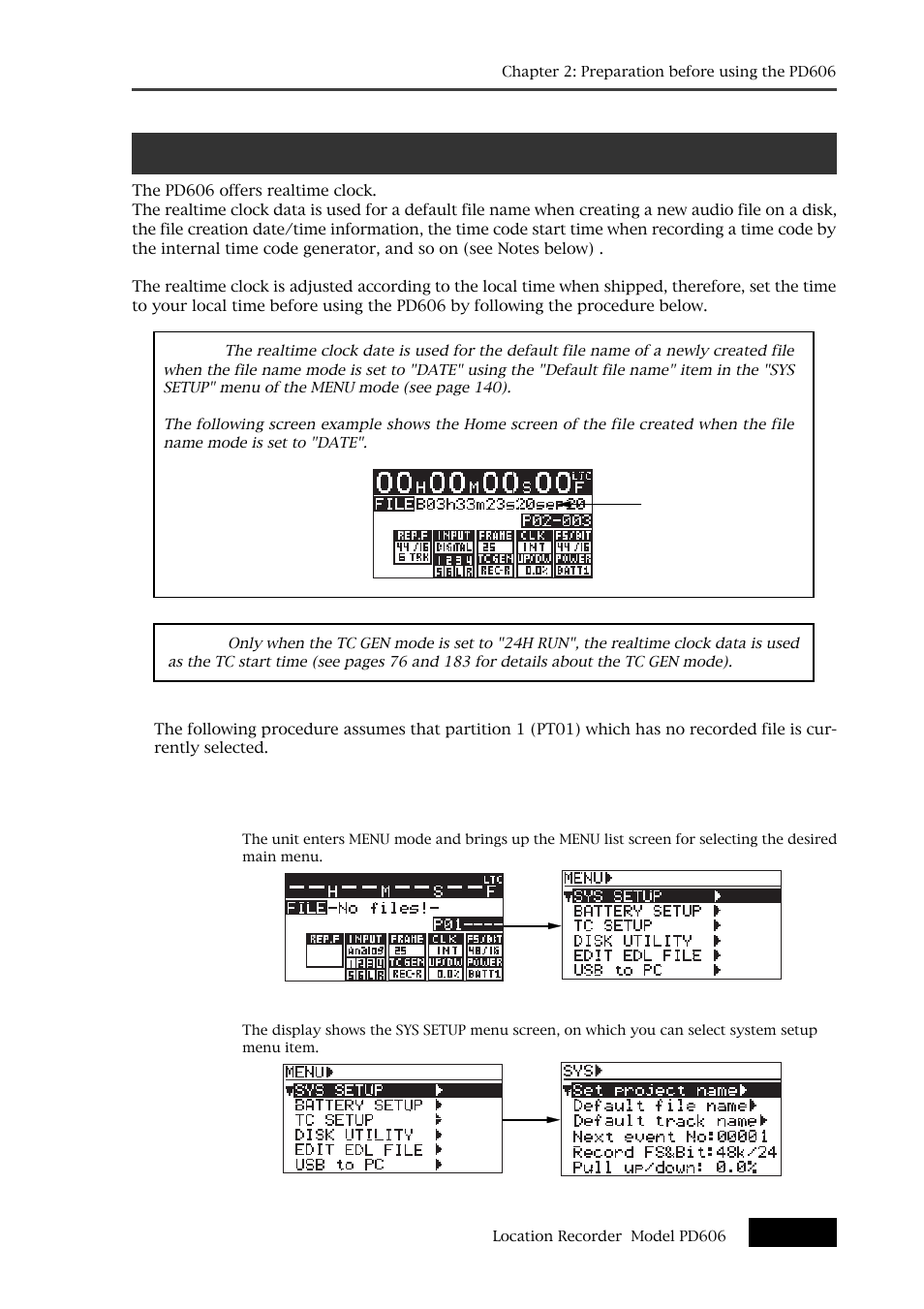 Internal clock setting | Fostex PD606 User Manual | Page 31 / 226