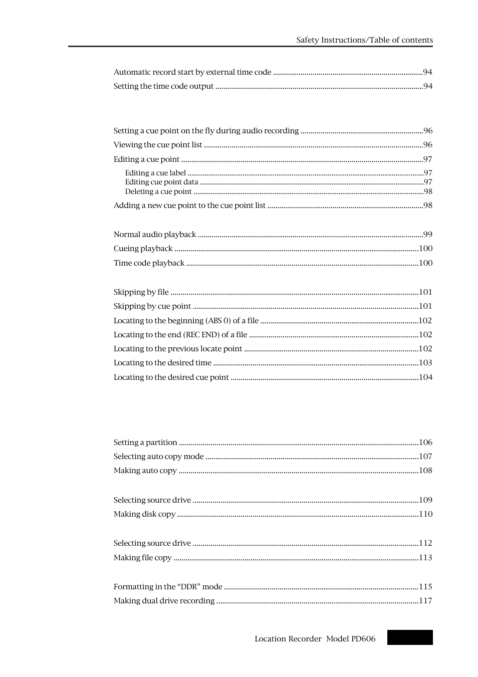 Chapter-6: advanced operations | Fostex PD606 User Manual | Page 7 / 226