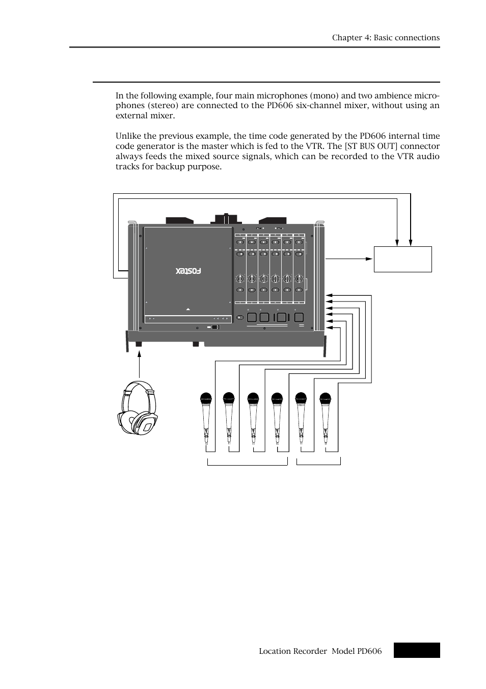 Connection example for recording (2), For backup purpose, Line in analog in st bus out | Fostex PD606 User Manual | Page 71 / 226