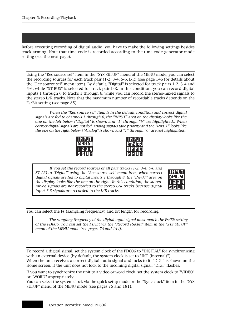 Recording digital audio | Fostex PD606 User Manual | Page 92 / 226