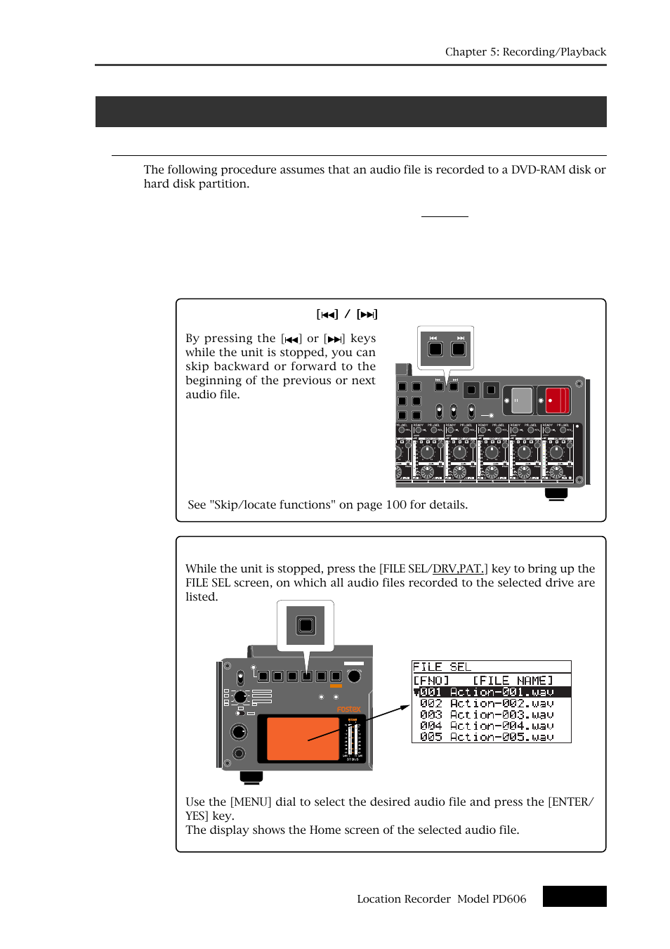 Basic playback, Normal audio playback | Fostex PD606 User Manual | Page 99 / 226