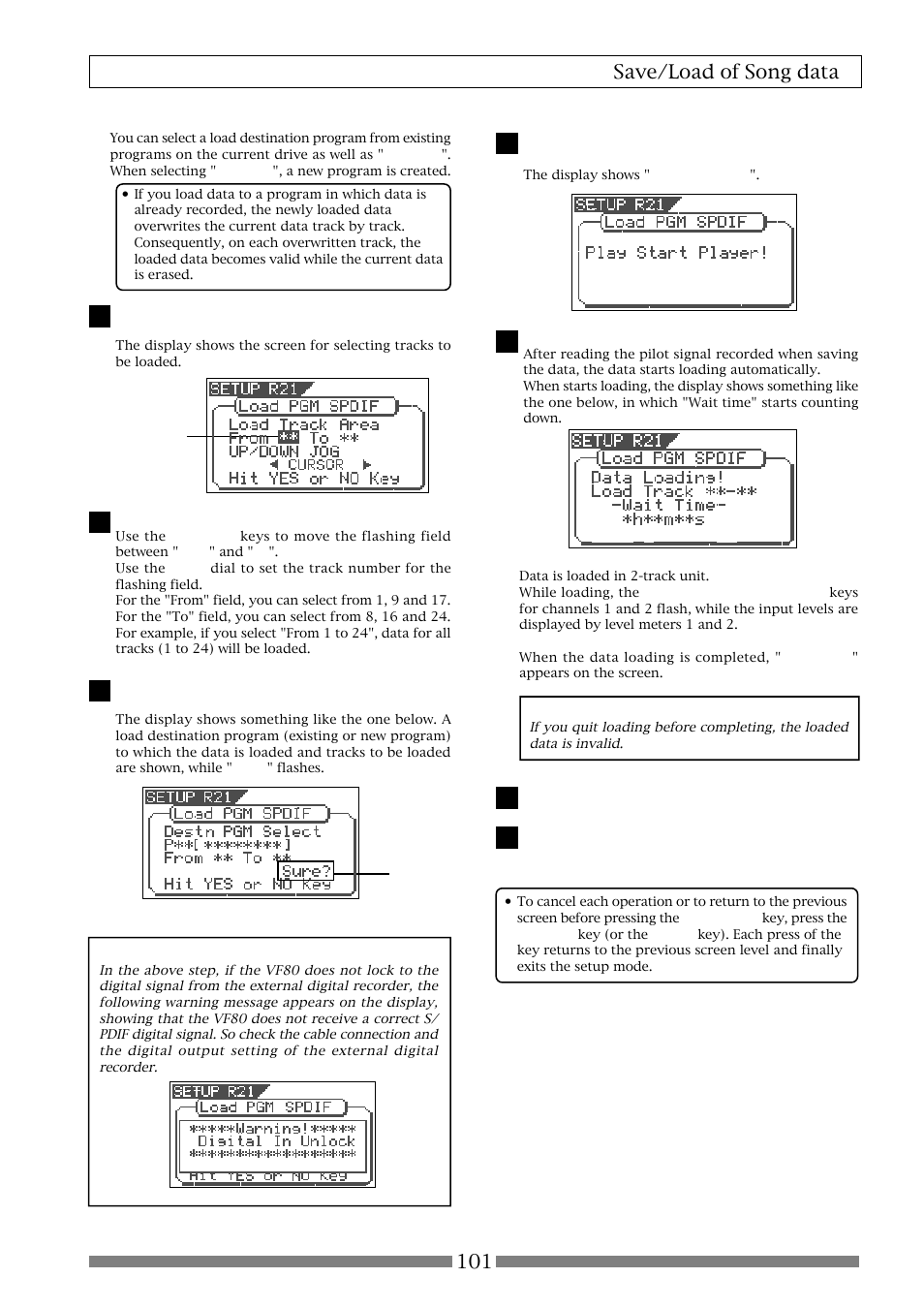 101 save/load of song data | Fostex VF80 User Manual | Page 101 / 144