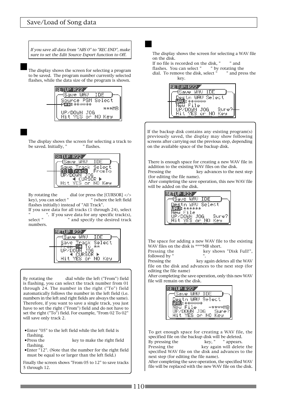 110 save/load of song data | Fostex VF80 User Manual | Page 110 / 144