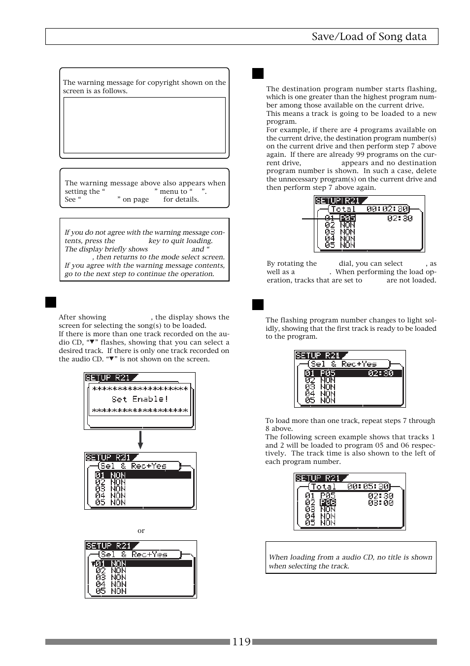 119 save/load of song data | Fostex VF80 User Manual | Page 119 / 144