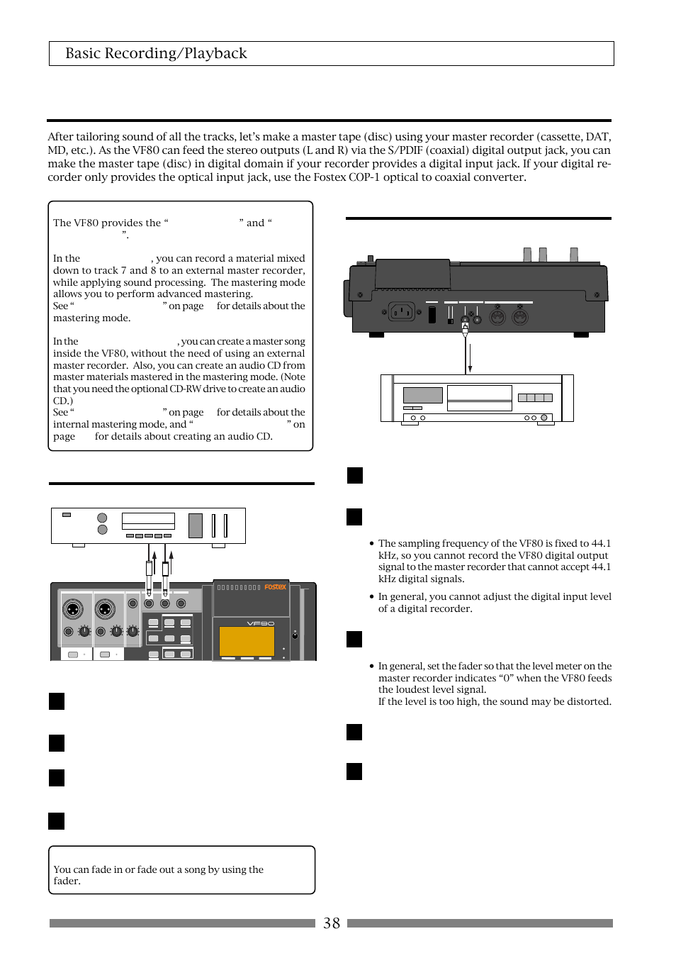 Mixdown, Analog mixdown, Digital mixdown | 38 basic recording/playback | Fostex VF80 User Manual | Page 38 / 144