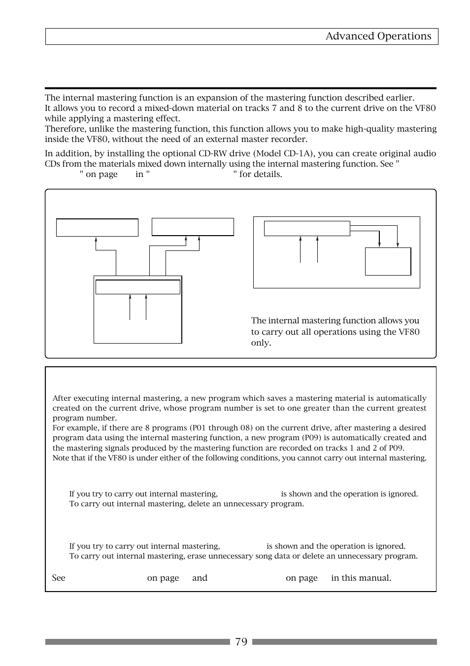 Internal mastering function, 79 advanced operations, Vf80 | Fostex VF80 User Manual | Page 79 / 144