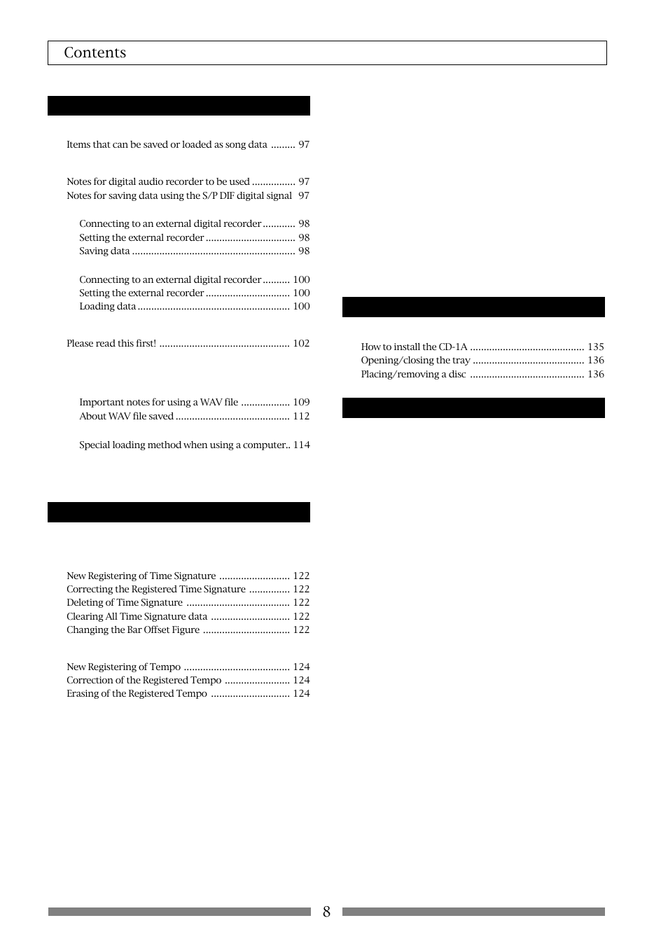 8contents save/load of song data, Setup mode, Appendix | Others | Fostex VF80 User Manual | Page 8 / 144