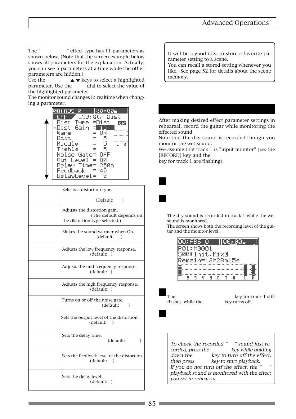 85 advanced operations, Recording the guitar | Fostex VF80 User Manual | Page 85 / 144