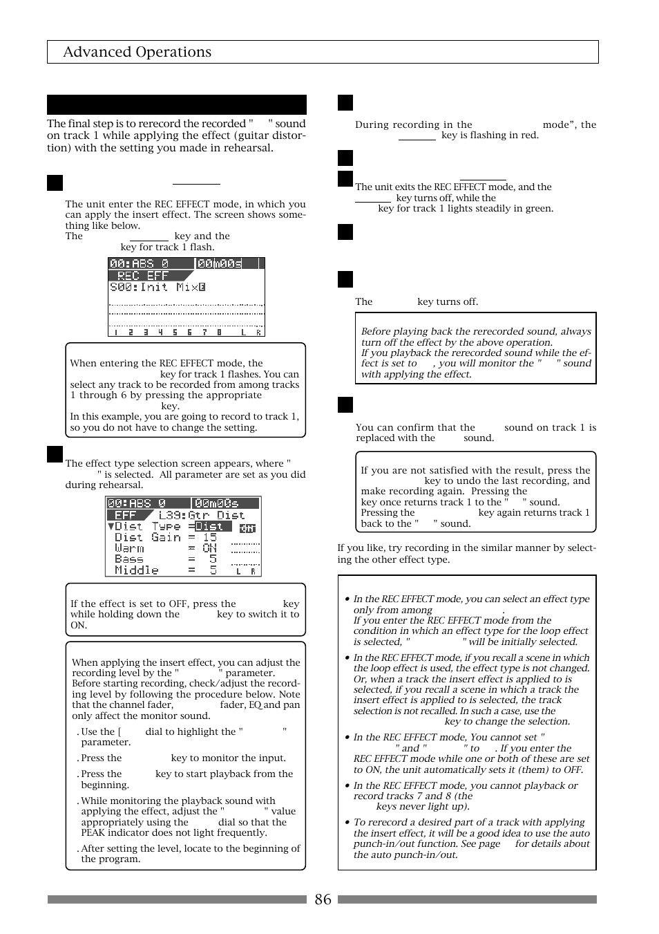 86 advanced operations, Rerecording with effect | Fostex VF80 User Manual | Page 86 / 144