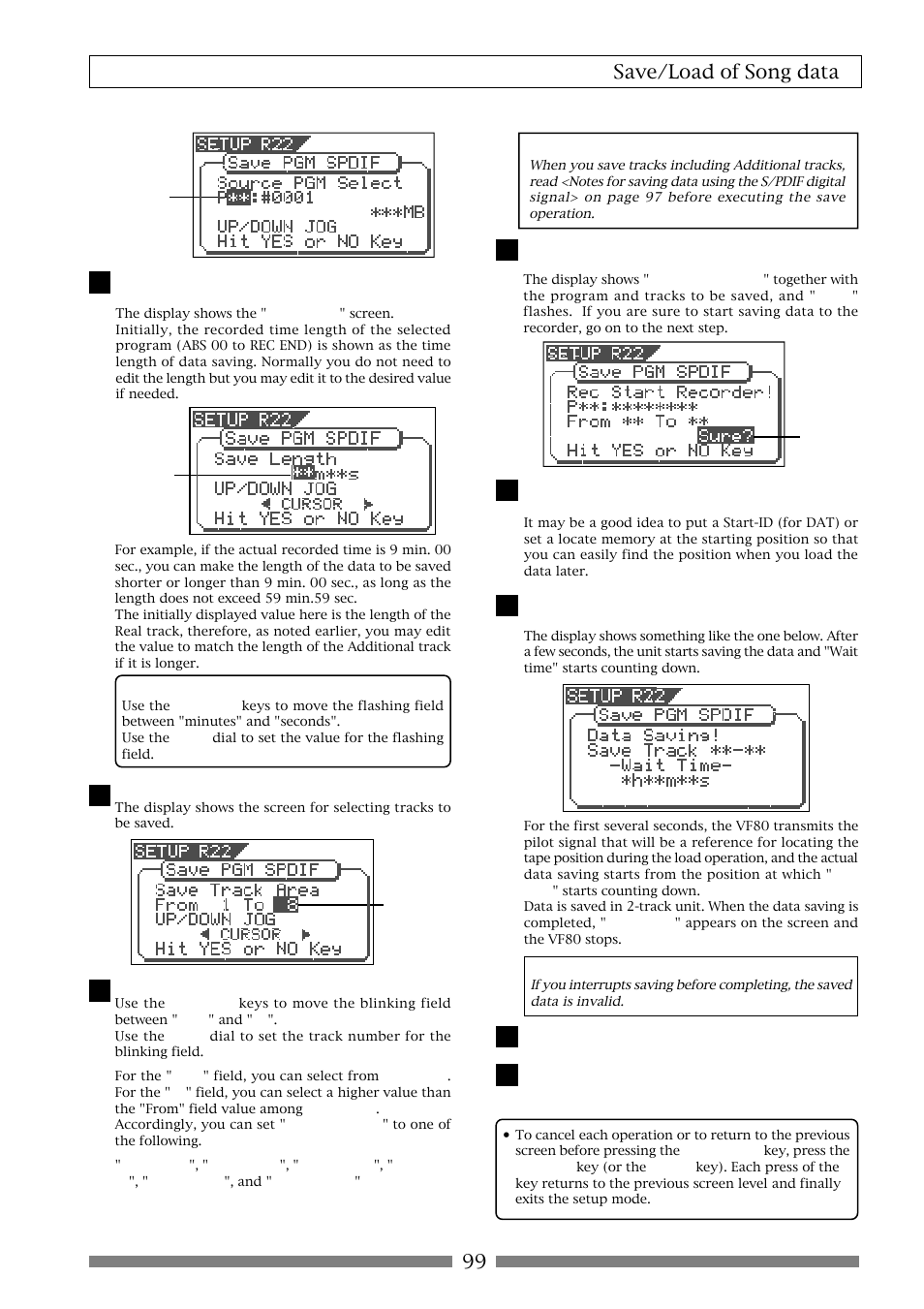 99 save/load of song data | Fostex VF80 User Manual | Page 99 / 144