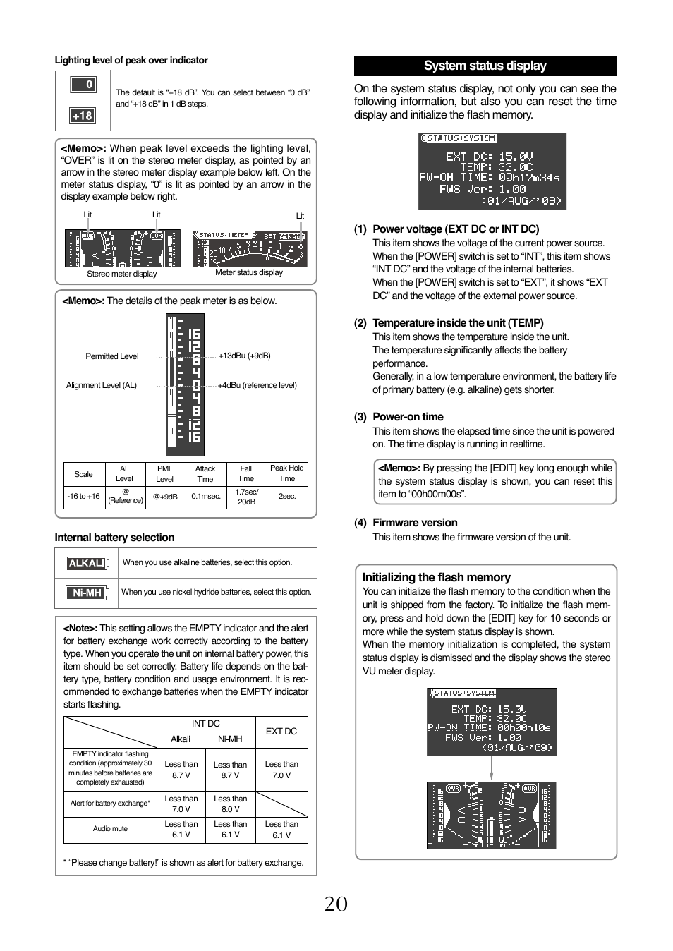System status display | Fostex FM-3 User Manual | Page 20 / 27