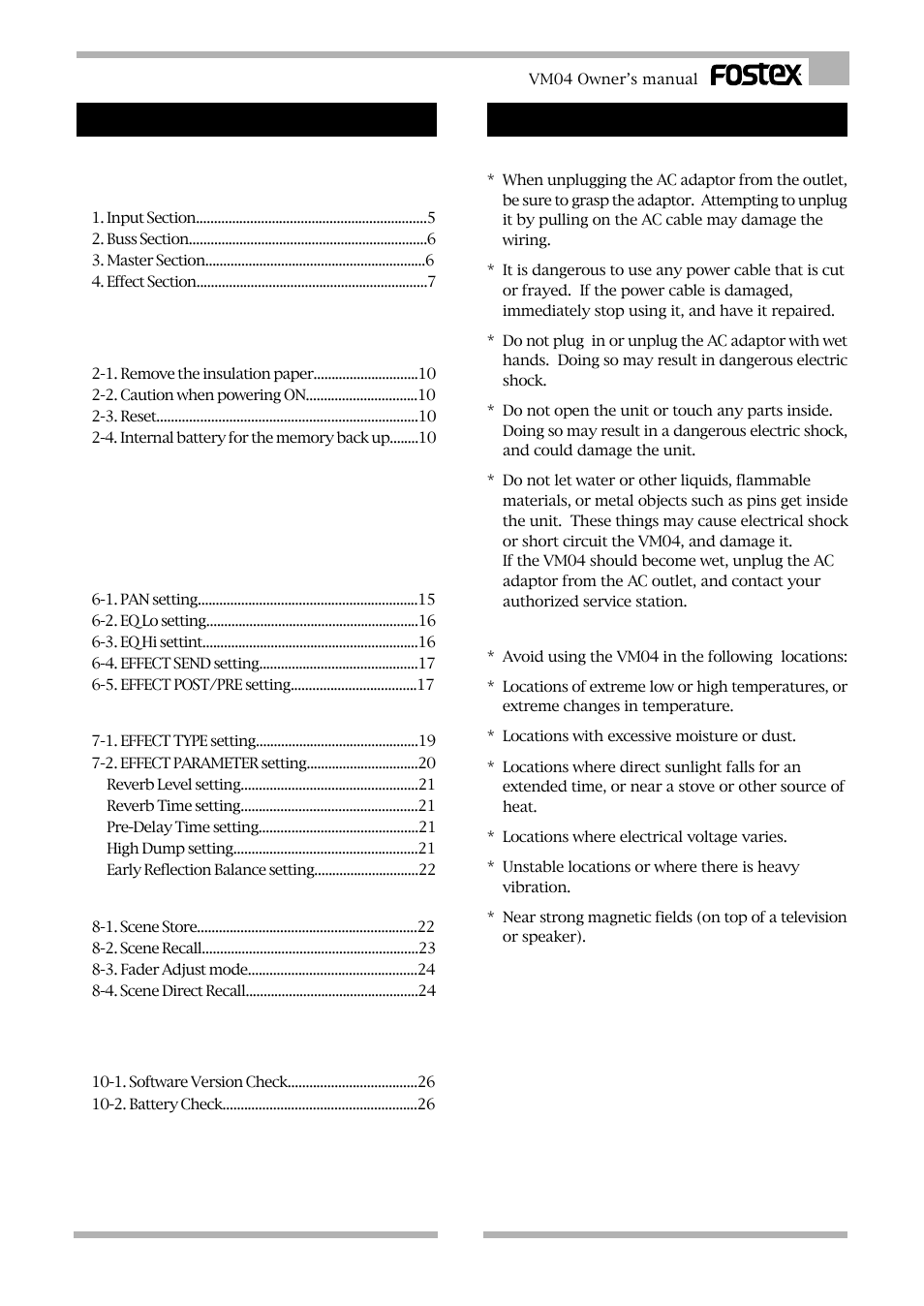 Fostex VM04 User Manual | Page 3 / 27