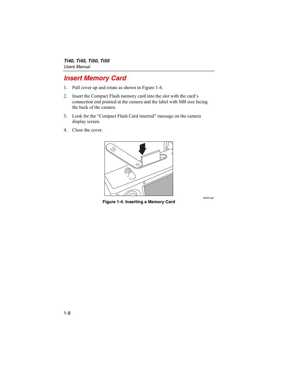Insert memory card | Fluke Ti45 User Manual | Page 18 / 135