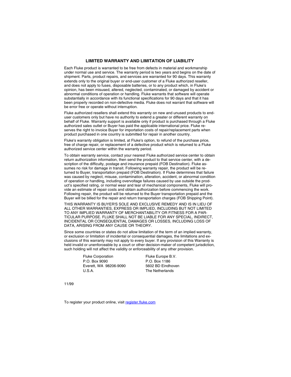 Warranty and license agreement | Fluke Ti45 User Manual | Page 2 / 135