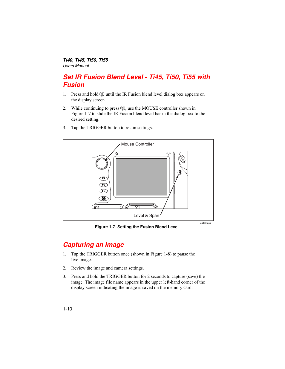 Capturing an image | Fluke Ti45 User Manual | Page 20 / 135