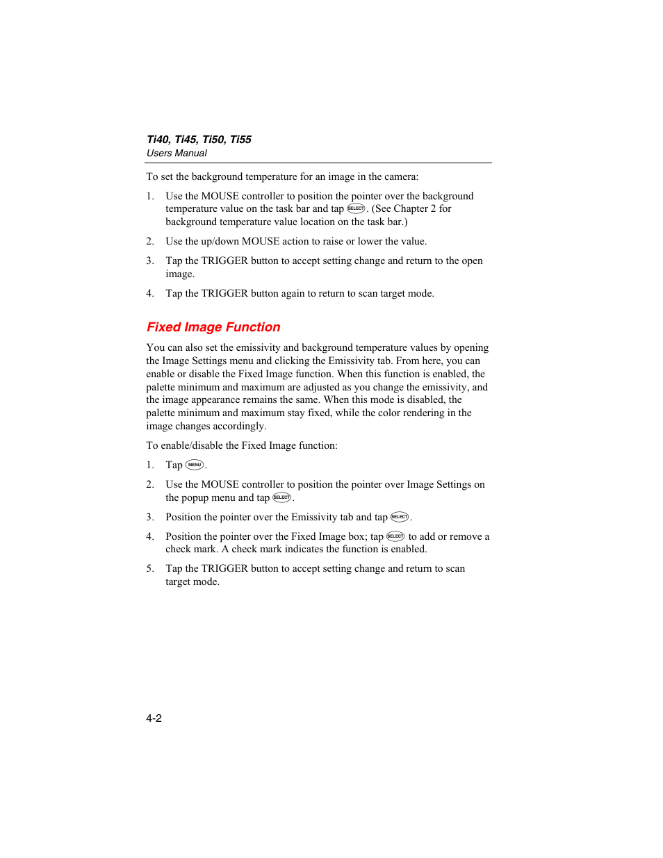 Fixed image function | Fluke Ti45 User Manual | Page 42 / 135
