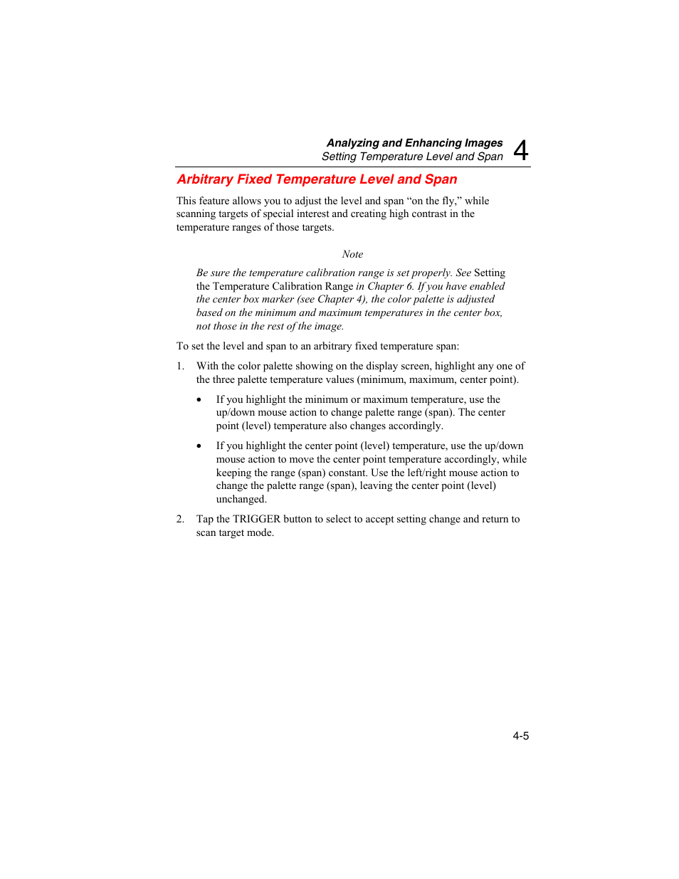 Arbitrary fixed temperature level and span | Fluke Ti45 User Manual | Page 45 / 135