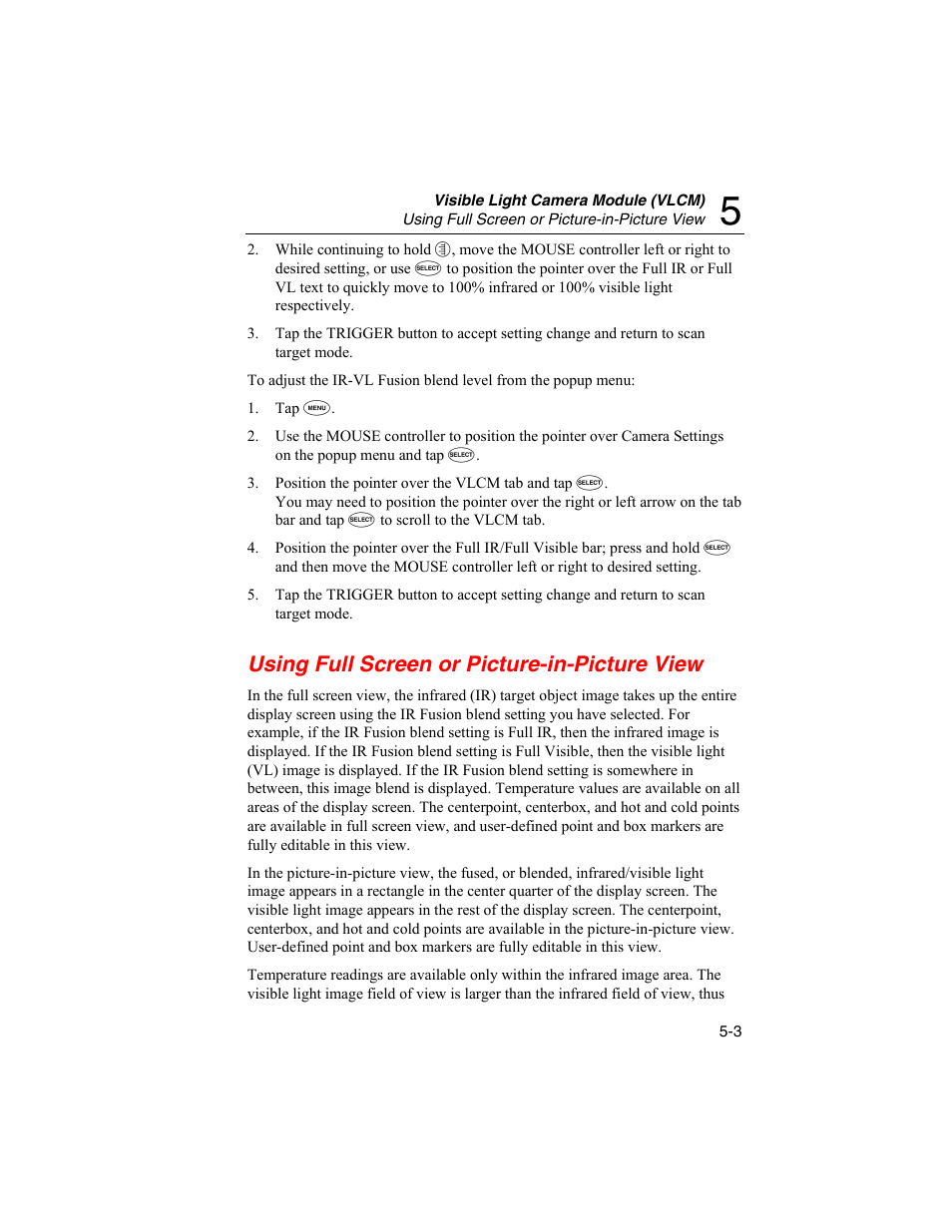 Using full screen or picture-in-picture view | Fluke Ti45 User Manual | Page 57 / 135