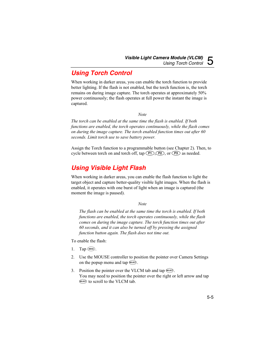 Using torch control, Using visible light flash | Fluke Ti45 User Manual | Page 59 / 135