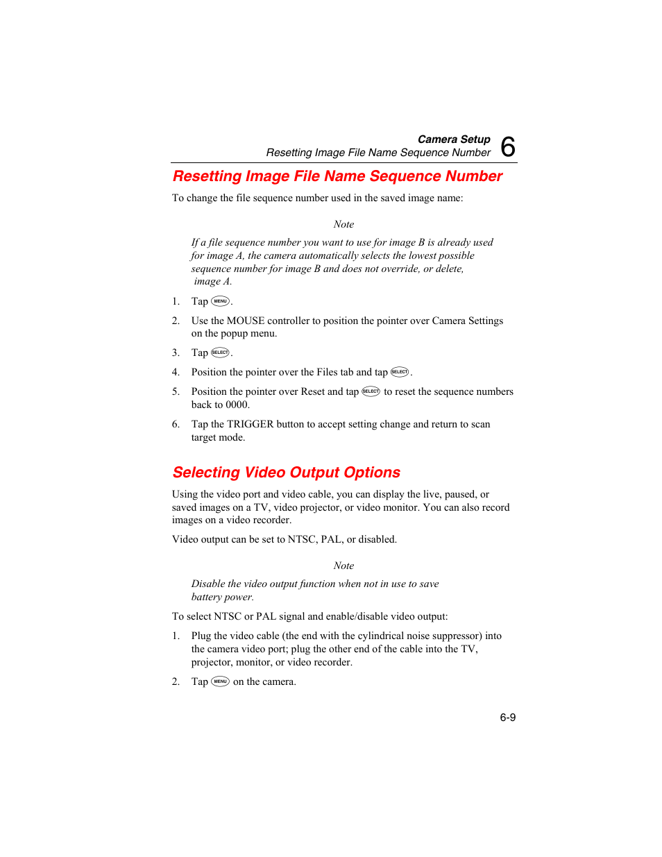 Resetting image file name sequence number, Selecting video output options | Fluke Ti45 User Manual | Page 73 / 135