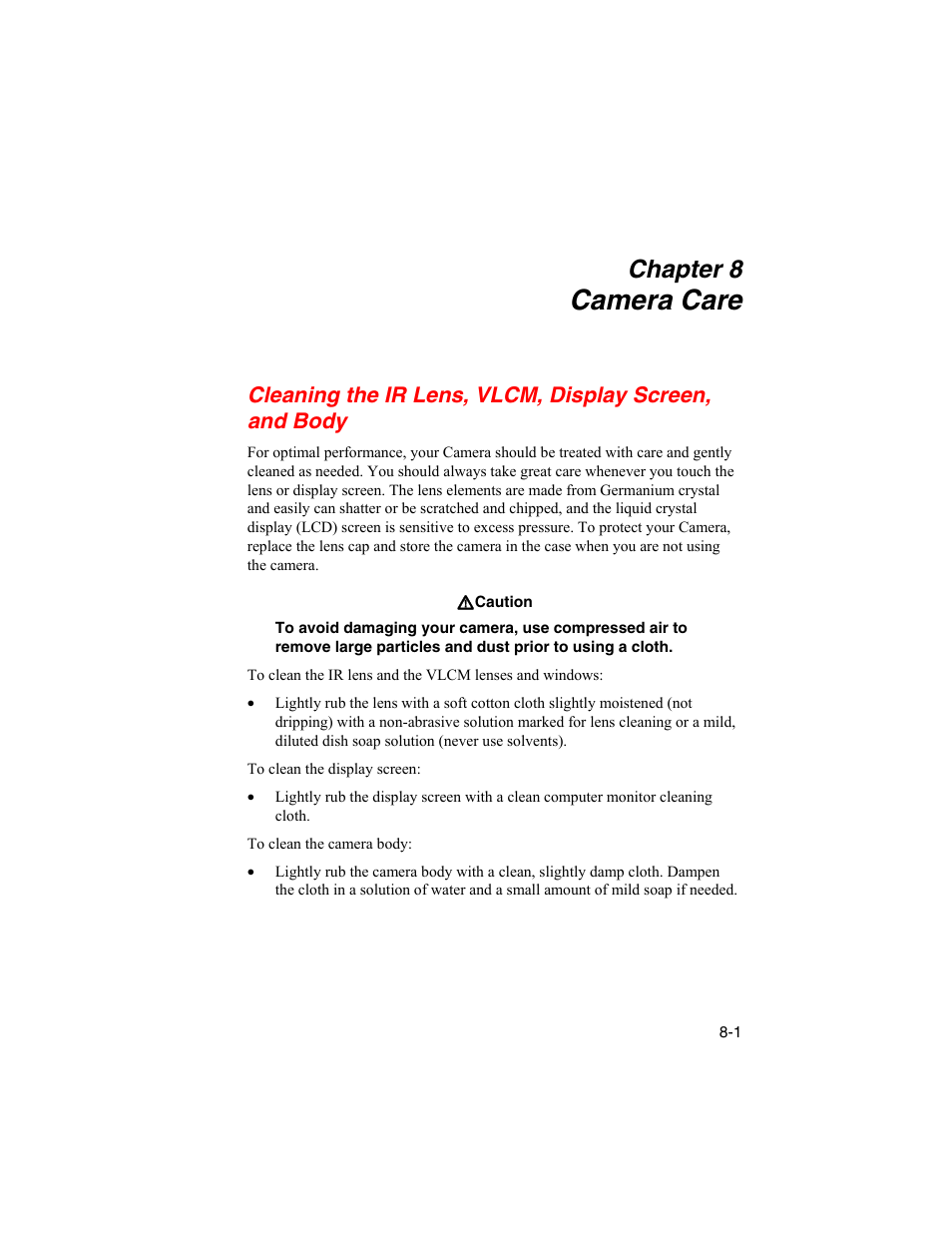 Camera care, Chapter 8 | Fluke Ti45 User Manual | Page 84 / 135