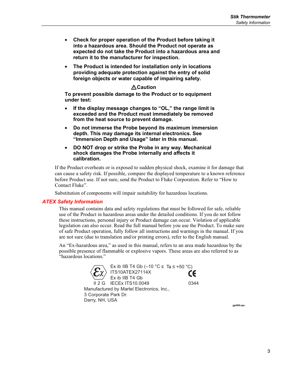 Atex safety information | Fluke STIK 1551A EX User Manual | Page 11 / 22