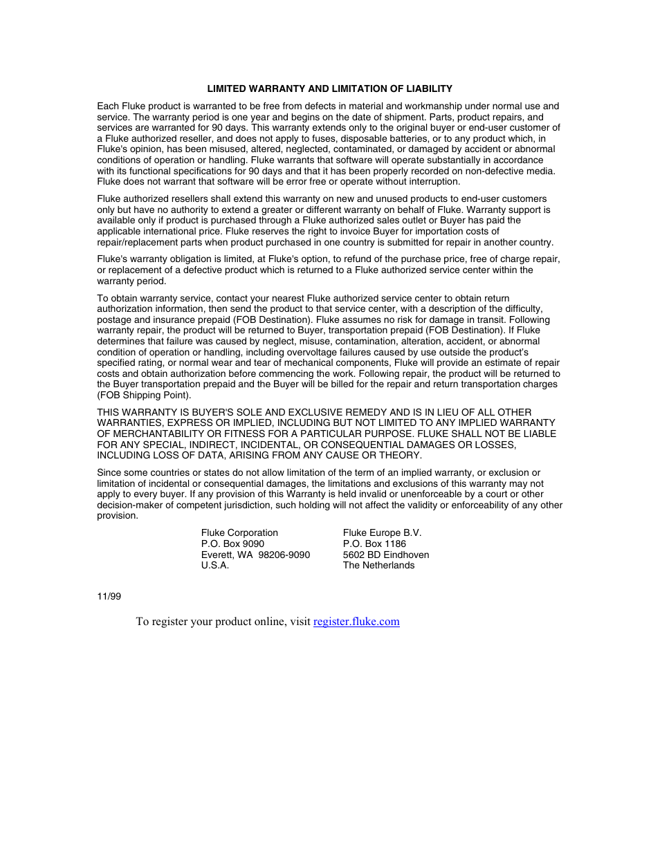 Warranty | Fluke STIK 1551A EX User Manual | Page 2 / 22