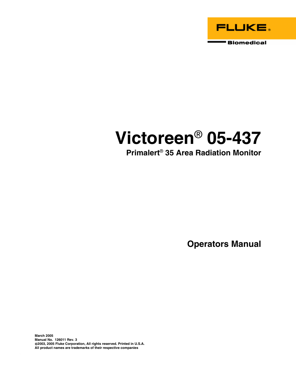 Fluke VICTOREEN 05-437 User Manual | 20 pages