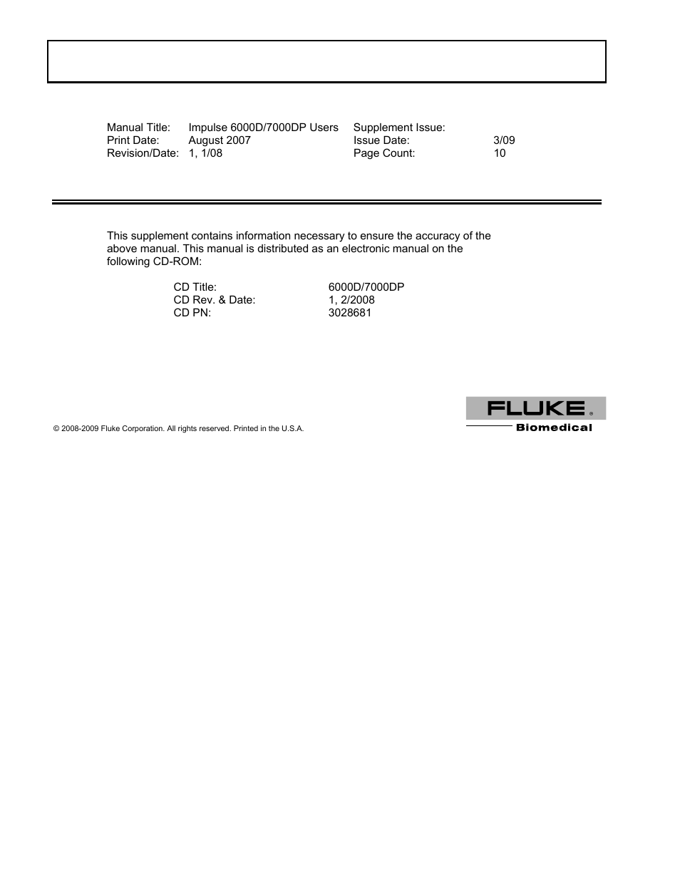 Fluke IMPULSE 7000DP User Manual | 11 pages