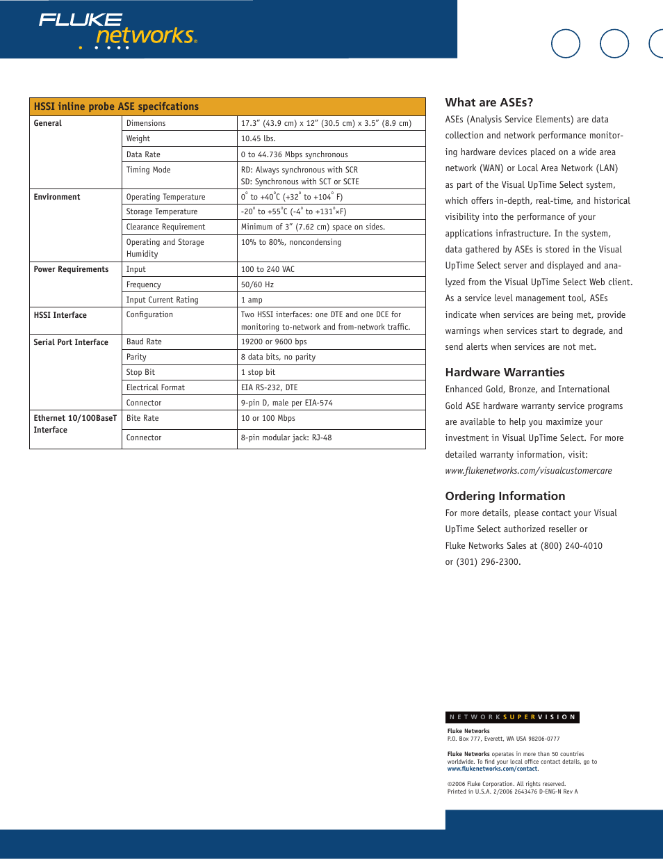 What are ases, Hardware warranties, Ordering information | Fluke 807-0115 User Manual | Page 12 / 34