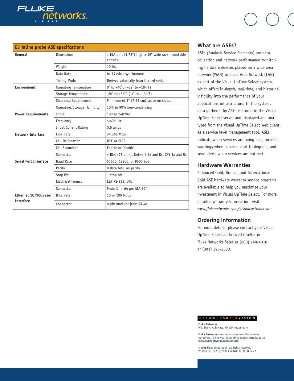 What are ases, Hardware warranties, Ordering information | Fluke 807-0115 User Manual | Page 20 / 34