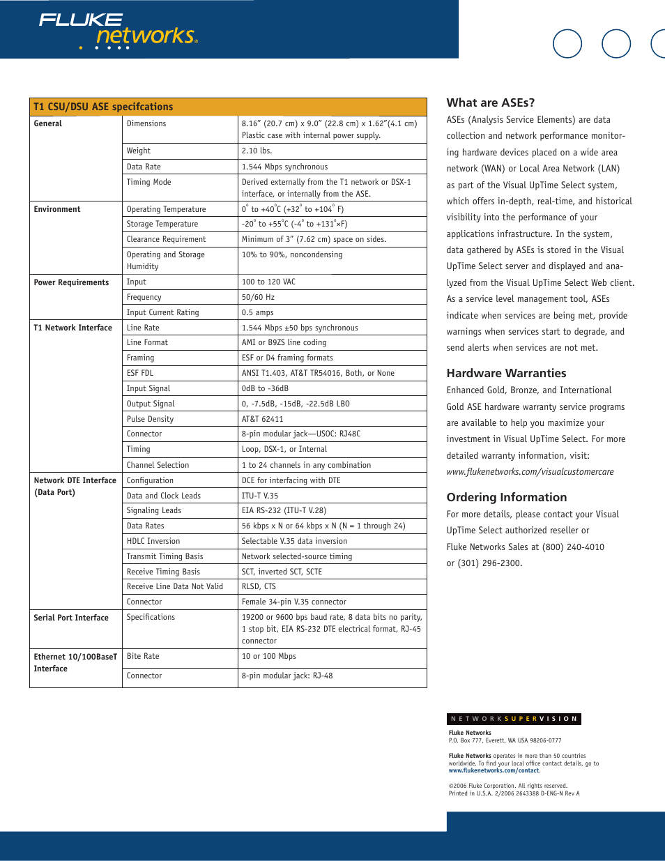 What are ases, Hardware warranties, Ordering information | Fluke 807-0115 User Manual | Page 28 / 34